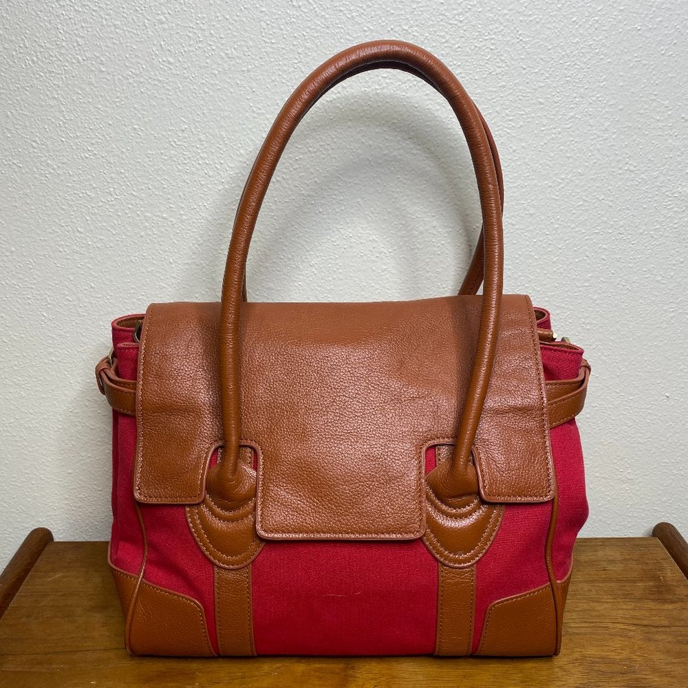 ZINK 'Boxcar' Vegan Leather and Canvas Satchel